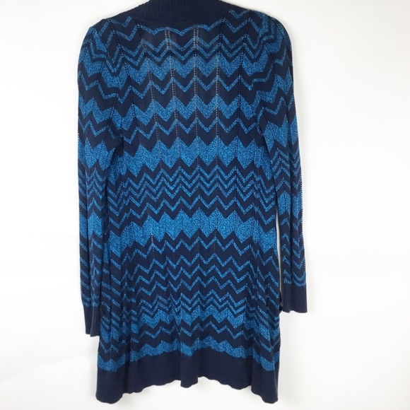 Missoni open front blue chevron cardigan duster - Picture 2 of 8